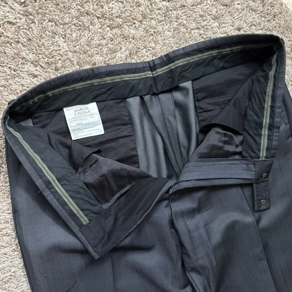 Z Zegna Grey Wool Mohair Two Piece Suit Jacket / Pants Size IT 54L / 44L (36x34)